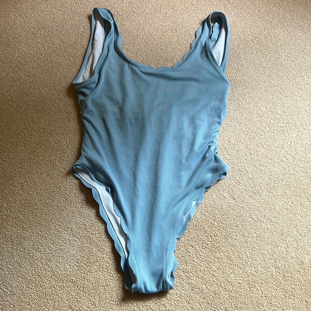 Blue scallop swimsuit